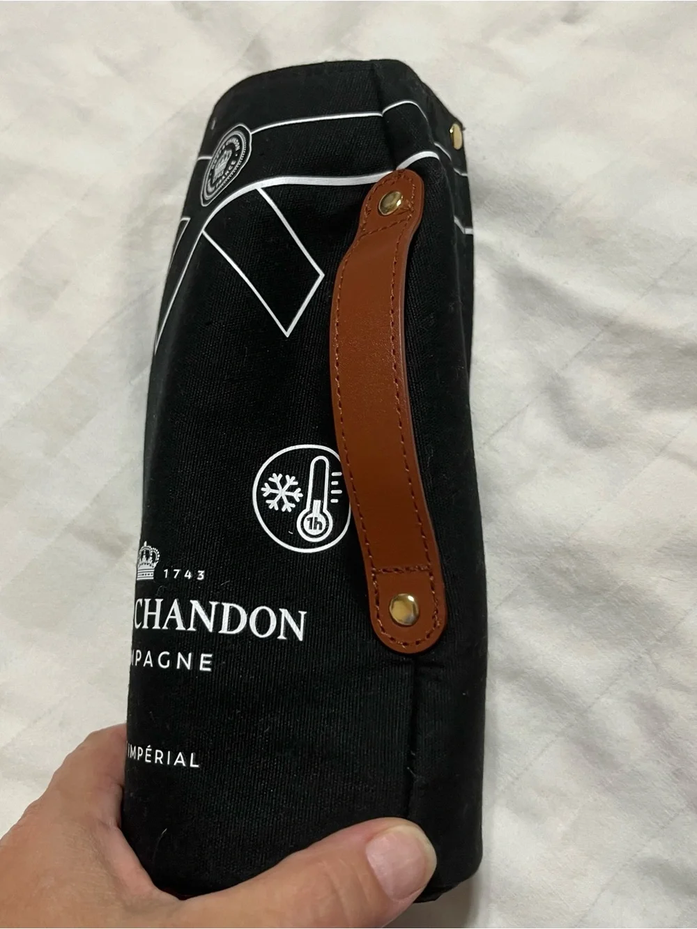 Black Canvas Bottle Carrier with Leather Handle 21-Sup